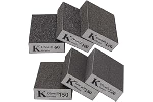 TOCED 6 Pieces Sanding Blocks, Coarse and Fine Sanding Blocks, 60/100/120/150/180 Grits Reusable 6 Different Specifications Sanding Pads, Wet and Dry Dual-use Washable Sandpaper for Metal Wood and Wall