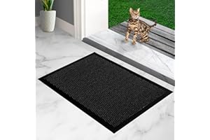 ‎FURNI24 furni24 Fußmatte – Leicht zu reinigen, wetterfeste Schmutzfangmatte mit Rutschfester Rückseite – Für Innen- & Außenbereich, saugfähig, schnell trocknend, waschbar - Anthrazit-Schwarz, 40x60 cm