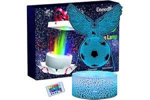 UneedMe Football Gifts for Boys 16 Color Changing 3D Illusion Night Light, Football Lamp for Boys Bedroom Decor Gifts Ages 5 6 7 8 9 10 11 12 Years Old, Boys Girls Birthday Gifts