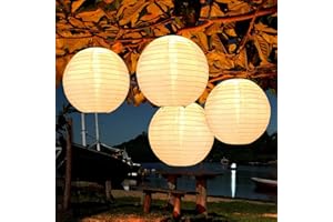 Bawoo Solar Lampions Außen Wetterfest, 4 Stück 25cm Solar LED Laterne Wasserdicht Warmweiß Hängende Solarbetrieben Gartenlaterne für Garten Terrasse Hof usw.