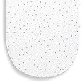 The Little Green Sheep Moses Basket Fitted Sheet, Organic Linen & Cotton Blend Sheet fits Most Moses Baskets 30x70cm to 35x75cm, White with Rice Print
