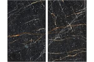 Allstar Glasabdeckplatten Marmor, 2er Set, rutschfeste Herdabdeckung für Glaskeramikkochfelder in Marmor-Optik, praktische Arbeitsflächenerweiterung in der Küche, Gehärtetes Glas, 30 x 52cm, Schwarz
