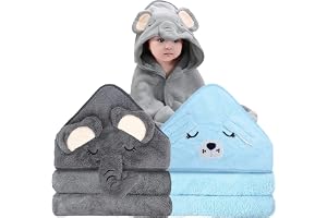 2-pack bambu-babybadhanddukar 80x80 cm, huva, barnhandduk