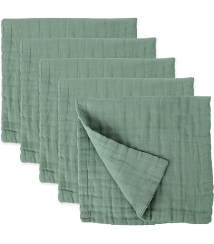 5 Baby Musselin Spucktücher - 100% Baumwolle 26x25cm