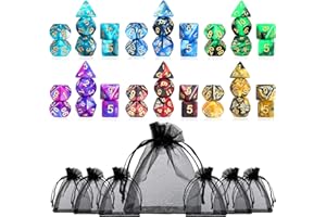 Moncolis 6 x 7 (42 Stück) Polyedrische Würfel Set mit Säckchen Doppel-Farben Polyedrischer Dice Set Spielwürfel für Dungeons and Dragons DND RPG MTG W20 W12 W10 W8 W6 W4 Tischkartenspiele