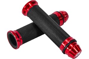 Tunejoy Poignée de Moto en Caoutchouc Poignées de Guidon pour Moto 22 mm 24 mm Antidérapantes Universelles en Aluminium pour Moto Scooter Quad Cruiser Dirt Bike