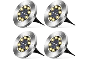 Wilktop Solar Lights for Garden Lampe Solaire Lampe de Jardin Lampe de Table Blanc Chaud avec 8LEDs Lampe de Sol LED Jardin Extérieur IP65 4er en kit