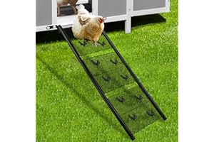 AMOEJOV Chicken Coop Ramp, Chicken Ladder & Coop Accessories, Ladder Length Adjustable for Henhouse, Coop Steps for Feet Problem or Cannot Fly Chickens, Heavy Duty Sturdy,Corrosion-Resistant, and Waterproof
