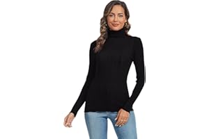 Ietaoo Pull Col Roulé Femme Hiver Pulls Tricoté Basique Elástique Manches Longues Chandail Classique Chaud Pullover pour Automne Hiver
