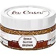La Casa Premium Edible Glitter - BROWN | Metallic Glitter Ideal for Cake Icing Decoration & Garnishing | 9g |
