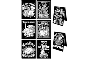 COZDAZZ Gothic Skeleton Magnetic Bookmarks: 8 Pcs Horror Skull Magnet Book Page Markers Black Romance Bookmark Clips for Reading, Gifts for Women Men Book Lovers Office School Supplies