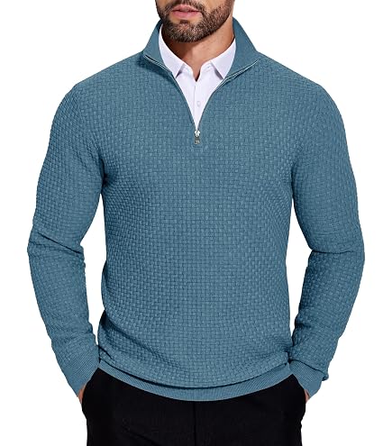 Produktbild von CWENROU Herren Strickpullover - Herbst Und Winter Rollkragenpullover Herren Warmer Strickpullover Retro Slim Fashion Weinrot Stretch Weicher Pullover Slim Business Party Outdoor Sportshirt,Weinrot,S