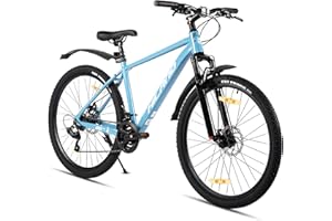 ‎HH HILAND HILAND 26/27,5 Zoll Mountainbike für Frauen Männer Erwachsene, 21 Gang MTB mit Aluminiumrahmen, Doppelscheibenbremsen, Herren und Damen Mountainbike, Schwarz/Grün/Blau/Lila