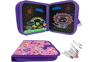 Funkprofi Libro para colorear para niños con 12 bolígrafos, tablero de dibujo de graffiti, reutilizable, portátil, lavable, 14 páginas (Castillo de la Princesa)