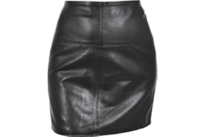 HOUSE OF LEATHER SKT5 Mini jupe crayon en cuir pour femme Noir 40,6 cm