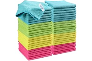 HOMEXCEL Mikrofasertücher 50 Stück, Wiederverwendbare Küchen-Mikrofaser-Reinigungstücher, Lappen Putztücher Geschirrtücher, Fusselfreie Waschbare für Zuhause, Fenster, Auto 29,1 x 29,5 cm