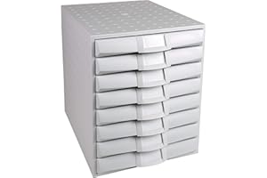 ‎EXACOMPTA Exacompta 226040D Ablagebox "The System" mit geschlossenen 8 Schubladen für DIN A4+ Dokumente. Belastbare Schubladenbox mit hoher Kapazität für mehr Platz auf dem Schreibtisch lichtgrau