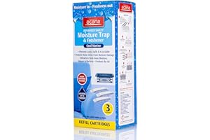 Acana Advanced Safety Moisture Trap & Freshener System Pack of 3 Refills - Dehumidifier for Damp & Mould | Moisture Absorber for your Home, Caravan, Kitchen, Bathroom, Bedroom, Garage, Office