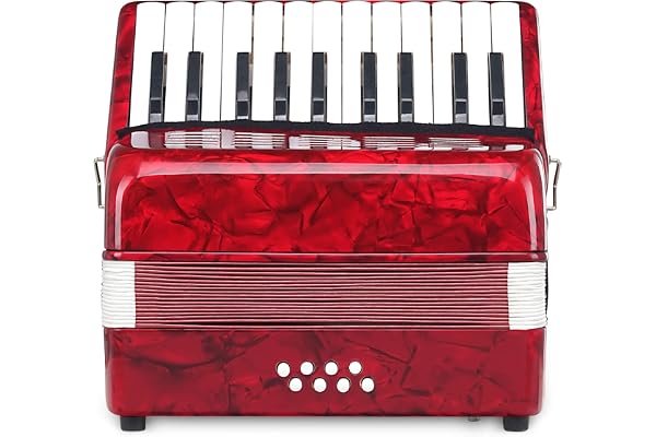 Classic Cantabile Secondo Junior Accordéon 8 Basses (22 touches aiguës, 8 touches basses, incl. sangle de transport et housse) rouge