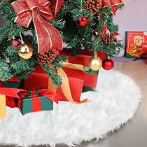 Gonna Albero Di Natale 120 Cm In Peluche – Motivi Fiocchi Di Neve E Figure, Copribase Con Lacci Regolabili – Antimacchia, Facile Da Pulire, Perfetta Per Regali E Decorazioni