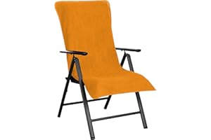 Brandsseller Funda de Rizo para Silla de Jardín 65x130 cm – Toalla XL 100 % Algodón como Funda Protectora para Cojín de Asiento – Antideslizante, Lavable, Certificada Oeko-Tex - Naranja