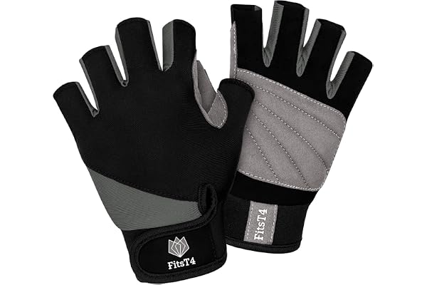 FitsT4 Sports Gants de Surf 3/4 Doigts rembourrés antidérapants pour Le Ski Nautique, Le canoë, la Planche à Voile, Le Kitesurf, la Voile, Le Kayak, Le Sup et Le Stand up Paddle
