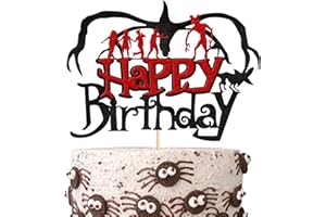 Xsstarmi 1 Pack Stranger Happy Birthday Cake Topper Glitter TV Program Stranger Inspired Party Cake Pick for Stranger Theme Children Boys Girls Birthday Party Cake Decorations Supplies