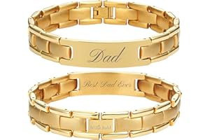Willis Judd Mens Titanium DAD Bracelet Engraved Best Dad Ever with Gift Box & Link Removal Tool…