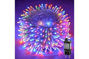 Dazzle Bright Luci Natale Esterno, 30 M 300 LED Catena Luminosa Cavo Trasparente con 8 Modalità e Timer, Luminosa Impermeabile Filo Luce Interno per Camere Giardino Feste Matrimonio, Multicolore