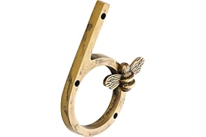 BRASS BEE Antyczny mosiężny numer domu pszczółki z wzorem pszczoły | 12,7 cm nowoczesne znaki na drzwi tabliczki | Ulica dom numery adresowe 5 (6)