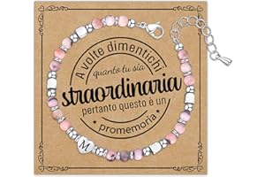 Astellea Bracciale con Lettera Iniziale per Donna Ragazza-4mm Pietra Naturale Rosa Zebra-Braccialetto Portafortuna Regalo per Amica Sorella Figlia Ideale per Compleanno Natale