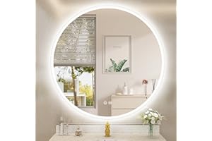 STARLEAD Specchio-Rotondo-Bagno-con-Luce 80cm, Specchio-Bagno-LED con Antiappannamento, Dimmerabile, 3 Colori Luce, Funzione Memoria, IP44, HD Vetro Temperato