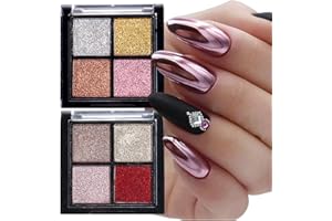 GZSYY Chrome Glitzerpuder Spiegel Nagel Pulver 8 Farben Nail Mirror Powder Chrome Pulver Nägel 2 Kisten Metallic Powder Nails für Pigmente Nägel