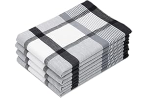 ZOLLNER Ścierki Bawełniane 4 szt. 100% Bawełny Czarne w Kratę 50x70 cm