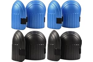 BEOIUCZZY 4 Paar Knieschützer für Haus und Garten, Leichtes Wasserdichtes Kniepolster aus EVA-Schaumstoff mit Anpassbaren Riemen für Gartenarbeit, Hausreinigung, Bauarbeiten, Schwarz+Blau