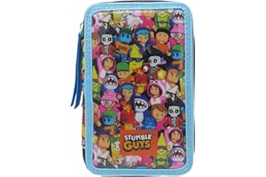 CYPBRANDS - Stumble Guys, astuccio a 3 scomparti, con materiale scolastico, astuccio completo, licenza ufficiale, per ragazzi e ragazze, design divertente