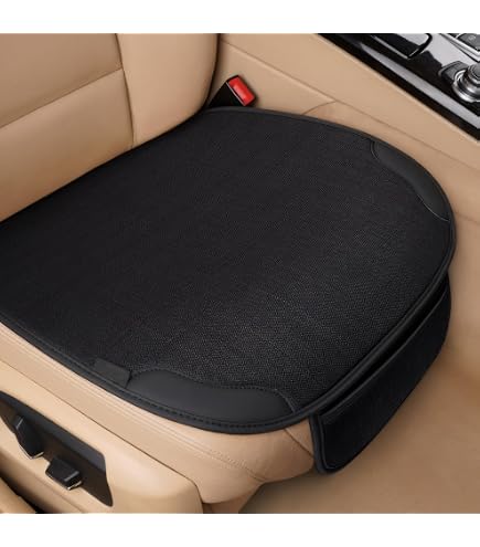Asudaro Cuscino Sedile Auto In Pelle Con Inserti In Carbone Di Bambù - Antiscivolo, Quattro Stagioni (Singolo, Senza Schienale)