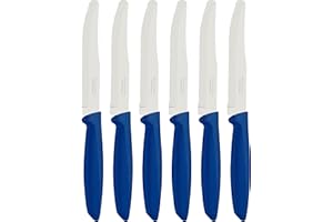 Tramontina Set di Coltelli da Tavola Dentati con Punta Arrotondata, 6 Pezzi, Colore Blu, Acciaio Inossidabile, Plenus
