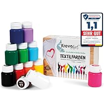 Krevo Art Stoffmalfarben Textilfarben WASCHFEST | Set aus 12 x ...