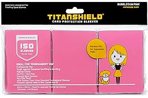 TitanShield (150 Sleeve/Bubblegum Pink) Small Japanese Sized Trading Card Sleeves Deck Protector for Yu-Gi-Oh, Cardfight!! Vanguard & More