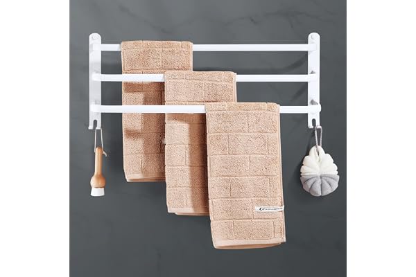 Porte-Serviettes Mural en Aluminium, 3 étages Porte Serviette Salle de Bain étagère Serviette avec Crochets, Étanche - pour Salle de Bain, Cuisine, Salle de Bain