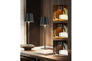 Faithorse Rechargeable Lamp Cordless Table Lamp, 2 Pack Battery Operated Lamps 5200mAh IP54 Waterproof Wireless Lamp with 3-Color Modes Touch Control Night Light for Bedroom(Black)