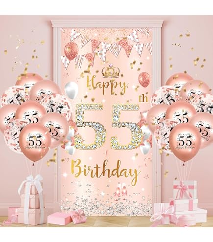 55. Geburtstag Dekoration – Hintergrund-Banner 90 X 178 Cm In Gold & Schwarz, Mit Kronen-Motiv Für Tür Oder Wand