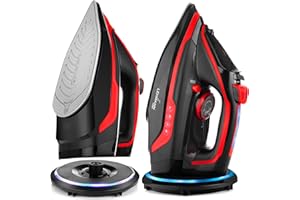 Lehmann LGOIR-2632 - Ferro a vapore senza fili con stazione base, temperatura e quantità di vapore regolabili, ferro verticale, tappo antigoccia, anticalcare, autopulente, con serbatoio dell'acqua