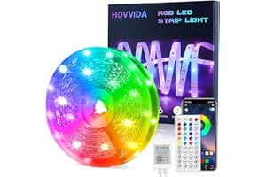 HOVVIDA Tira LED 15M, 1x15M, 30 LED/Metro, 24V RGB Luces 450 LED, APP y Mando a distancia, Modo de Música, LED para Habitación, Sala, Cocina, Dormitorio, Bar, Fiesta