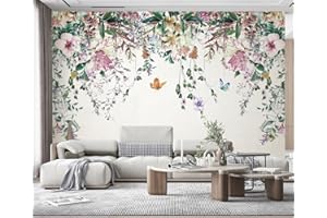MIWEI WALLPAPER Papier Peint Panoramique Vigne Aquarelle Fraîche Florale Tapisserie Peinture Murale Papier Peint 3D Fresque Salon Chambre,350cmX256cm