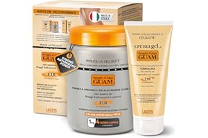 GUAM FIR Seaweed Mud Anti Cellulite Treatment + Tourmaline Cellulite Cream Gel Set - Body Leg & Tummy Tightening Duo - 1kg Hot Body Warp Cellulite Remover & 250ml Slimming Mud Gel - Skin Firming Cream