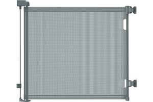 Lexixi ibao Retractable Baby Gate, Mesh Safety Kids or Pets Gate, 33” Tall, Extends to 55” Wide, Mesh Safety Dog Gate for Stairs, Indoor, Outdoor, Doorways, Hallways (Grey, 33"x55")