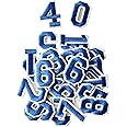 AXEN 40PCS Iron on Numbers Patches, Embroidered Number Patches from 0 to 9, Applique for Clothes, Dress, Hat, Jeans, DIY Accessories, Blue