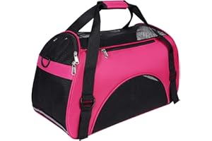 HAOZAIKEJI Sac à Bandoulière Chien Chat Sac de Transport Chat Chien Sac à Main Voyage Cage de Transport Animal de Compagnie Respirant Pliable Caisse de Transport Coussin Amovible Avion Train Voiture